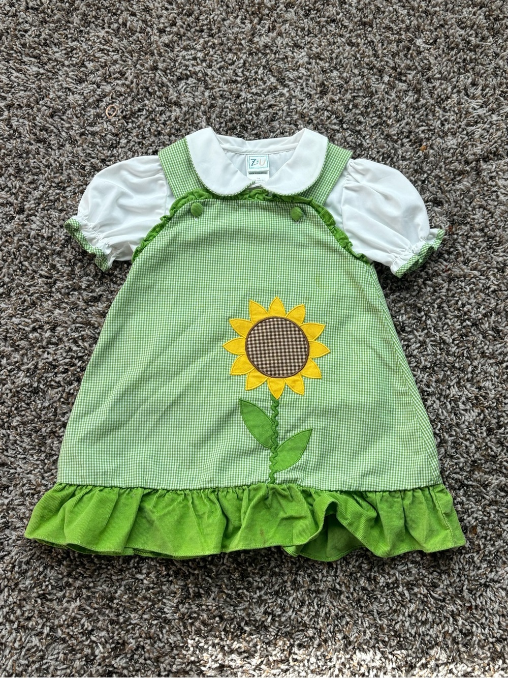 Zulily Green Sunflower Girls' Matching Set Dress